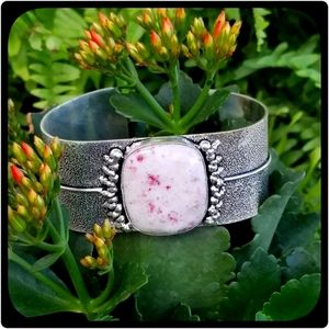 Sterling Silver Cuff Bracelet with Cinnabar